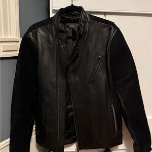 Vince Men's Black Leather and Wool Jacket
